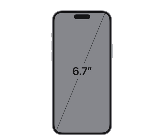 Kích thước iPhone 15 Plus và iPhone 15 Pro Max là 6.7inch. Đây là kích thước lớn nhất của nhà Apple